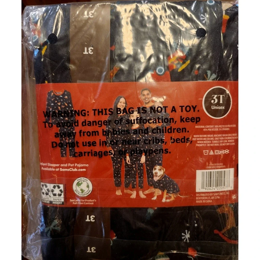 Member's Mark Kids 3T Pajama Set Holiday Nutcracker Navy Blue 2 Piece NIP